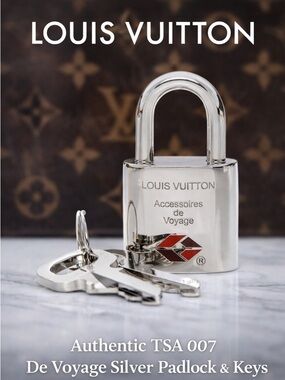 Louis Vuitton TSA 007 De Voyage Silver Lock & Key Set Rare Travel Padlock
